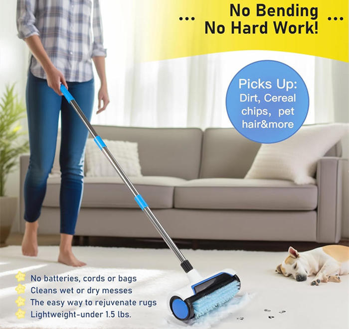 Rug Scrub Brush With Telescopic Pole